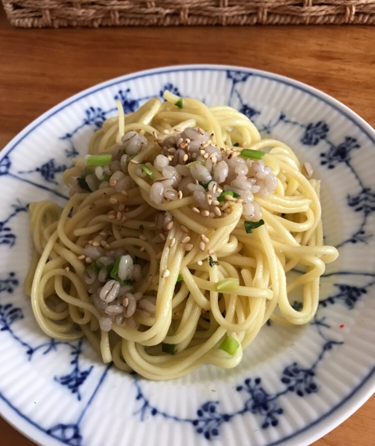 もち麦とネギの焼きそば