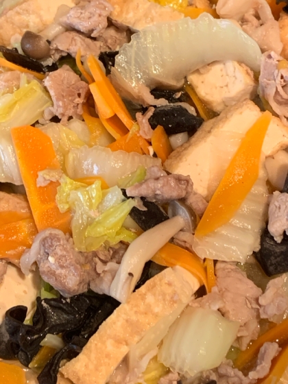 白菜と厚揚げ豚肉の中華煮