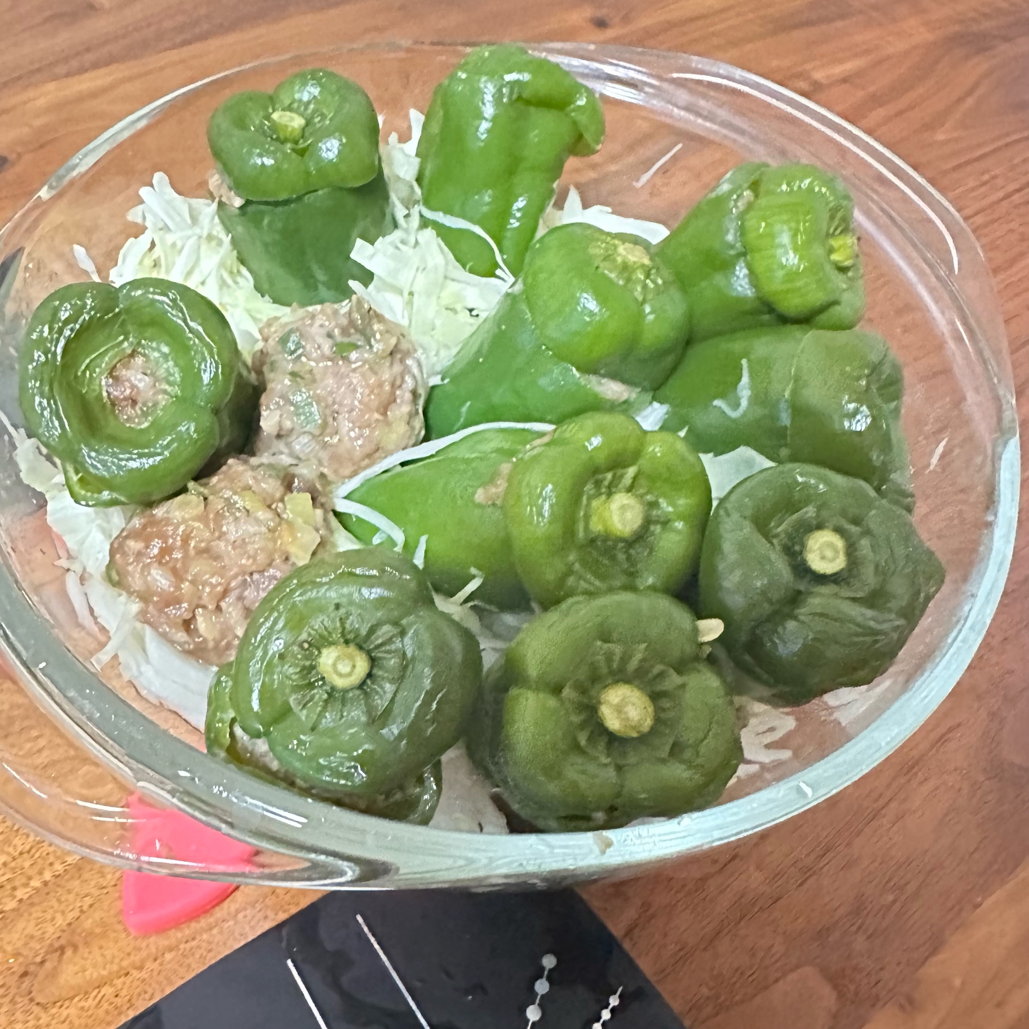 電子レンジで作る ピーマン肉詰め