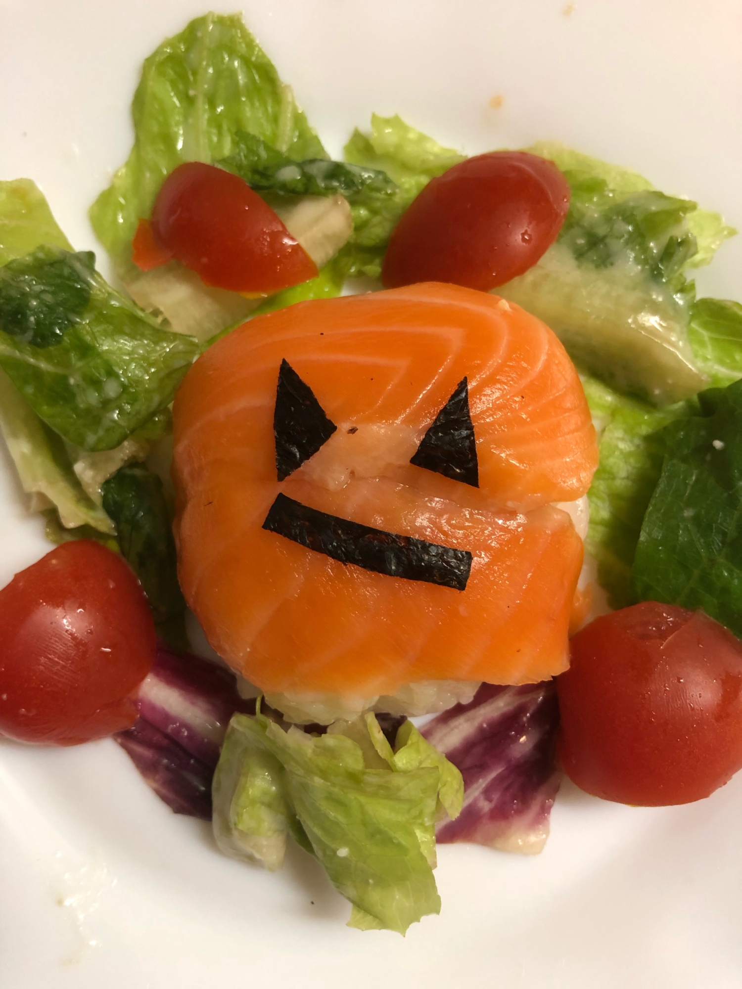 ハロウィン お化け寿司のサラダプレート レシピ 作り方 By ひとりぶんごはん 楽天レシピ