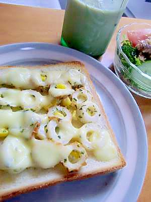 ちょい和風☆ちくわ磯部トースト
