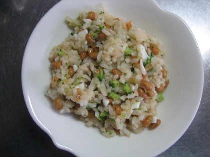 ❤麺つゆで　納豆＊ブロッコリー＊ゆで卵の混ぜご飯❤