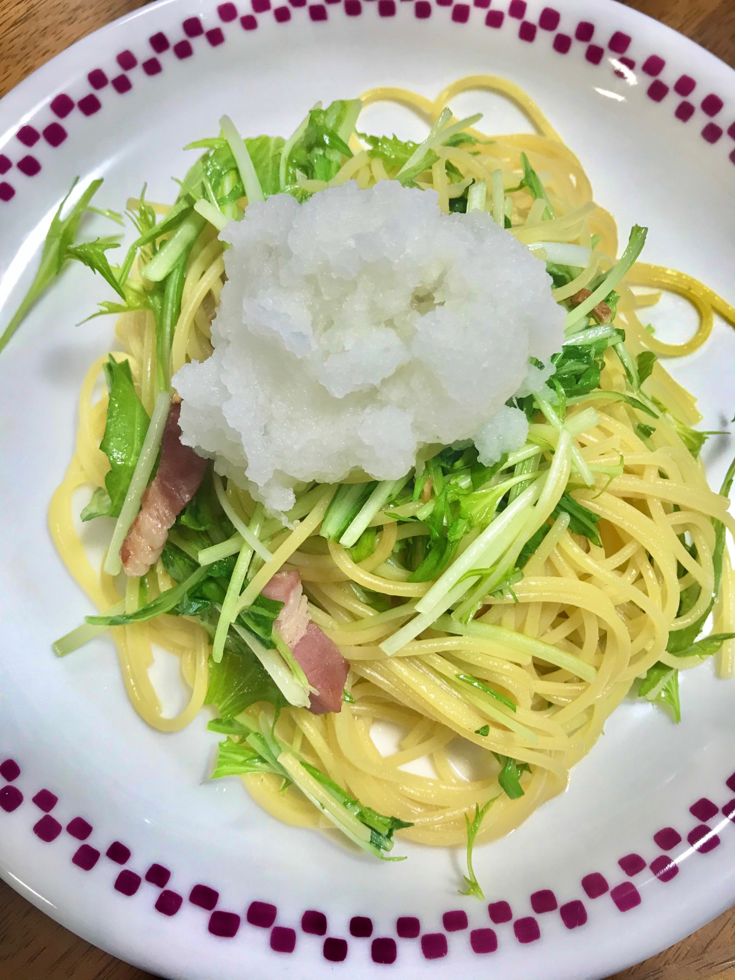 おろしでサッパリ☆水菜のペペロンチーノ