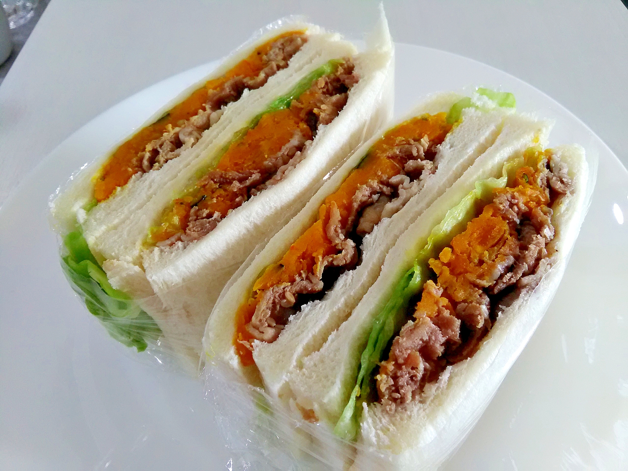 お弁当に☆豚肉とかぼちゃのサンドイッチ