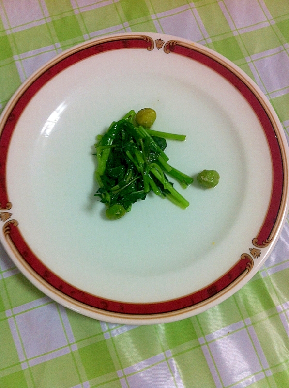 ヘルシー★水菜＆えんどう豆の炒め物