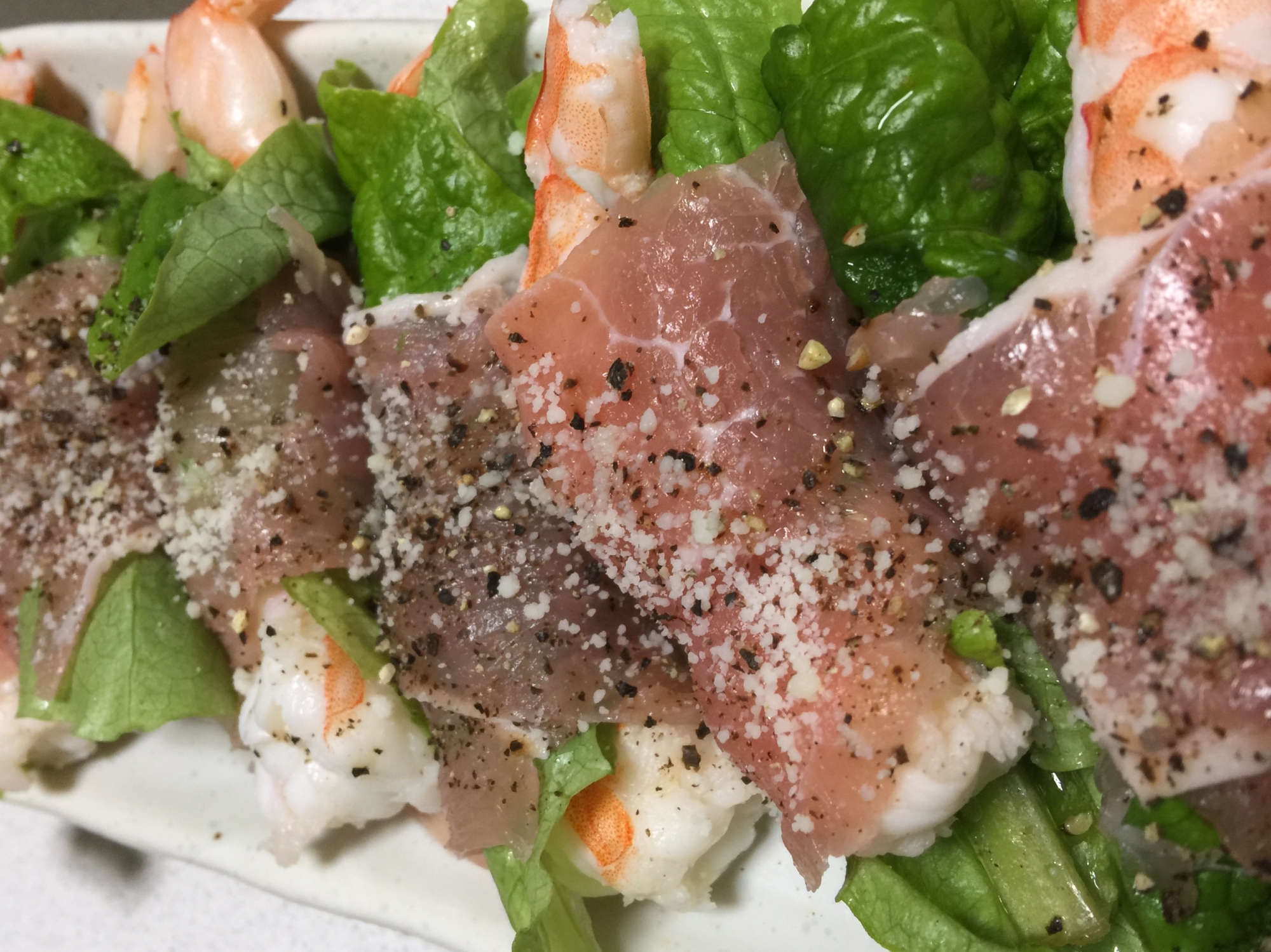 旦那様❤誕生日♪エビの生ハム巻!