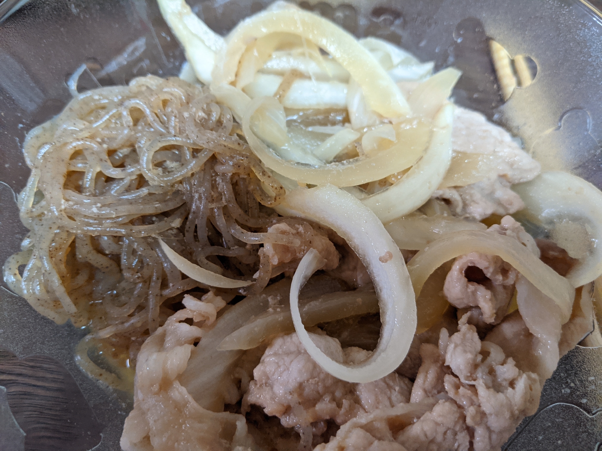 豚肉玉ねぎ糸こんにゃくの生姜風味好き煮