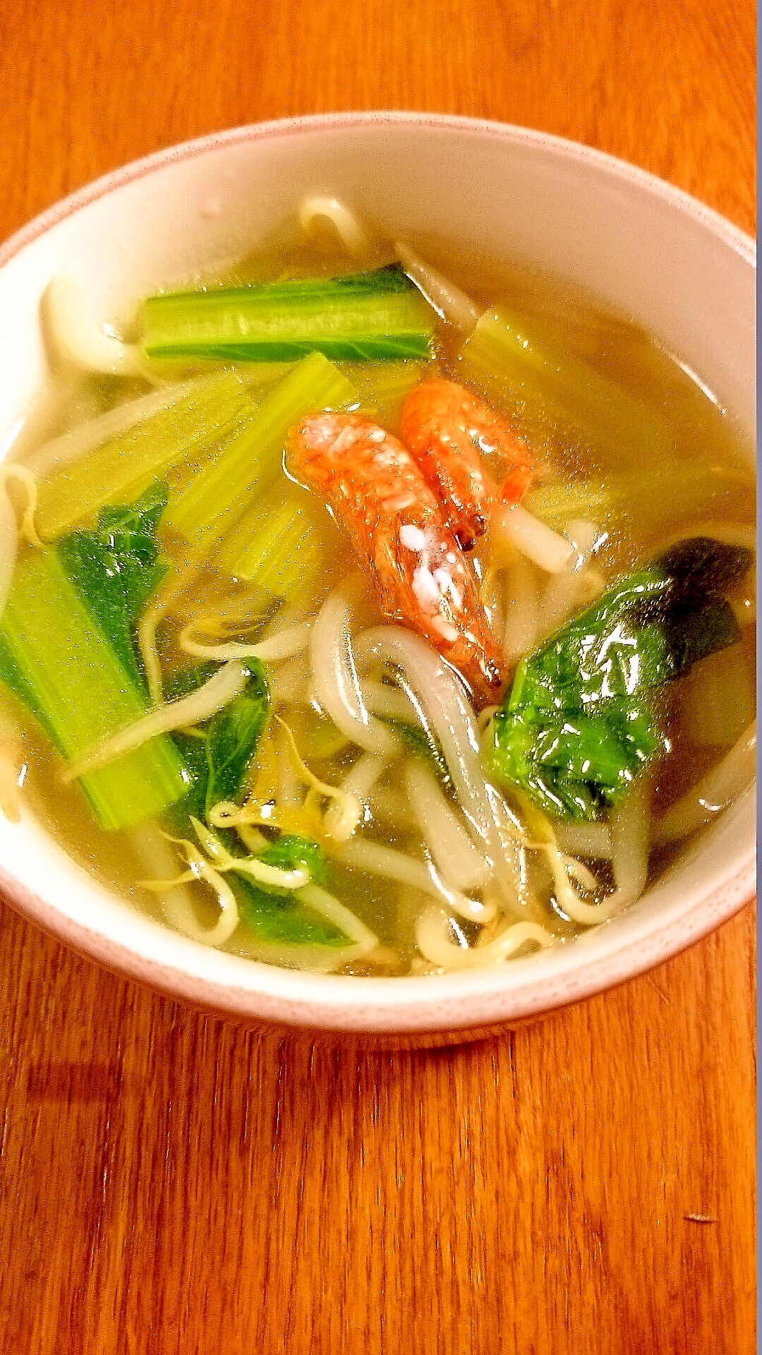 小松菜ともやしの中華風スープ