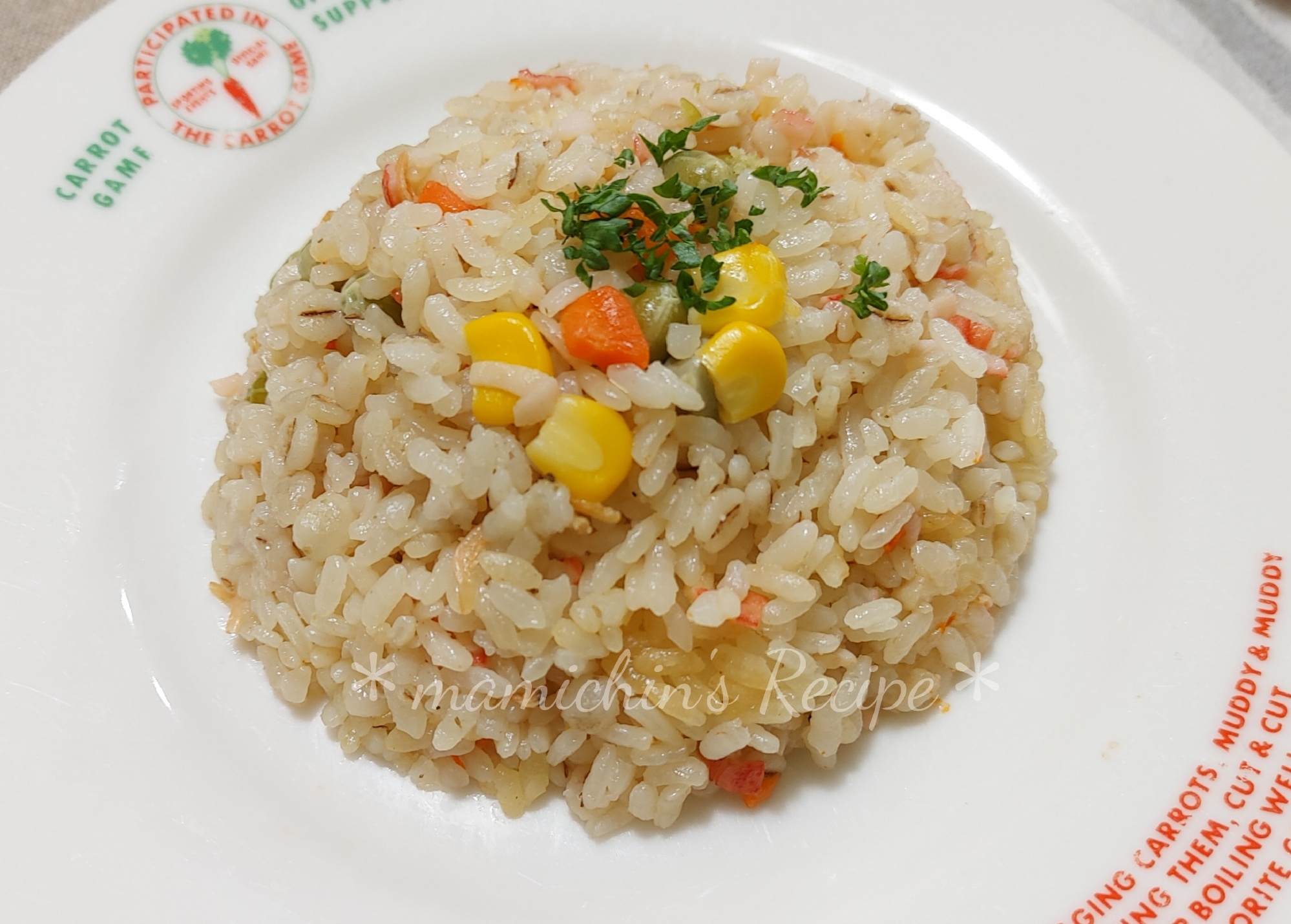 押し麦入り*カニカマ&エビのピラフ