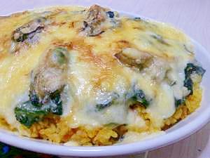 牡蠣とほうれん草のキャロットドリア