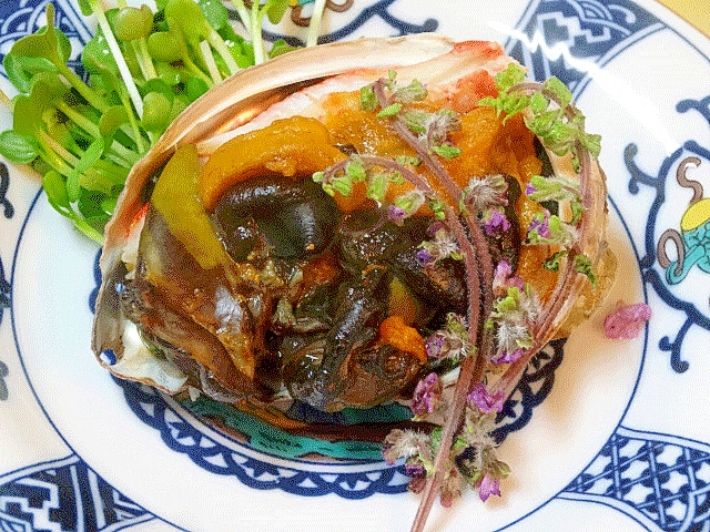 おもてなし／焼き物「鮑肝雲丹和え貝殻焼き｣