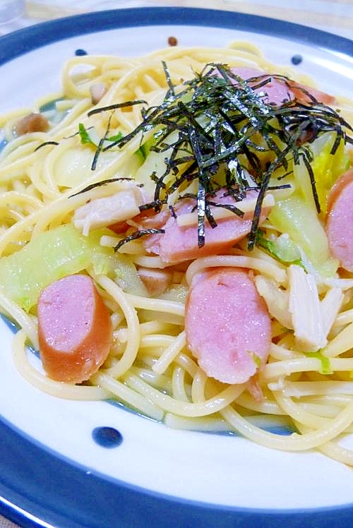 白菜とウインナーの和風パスタ♪