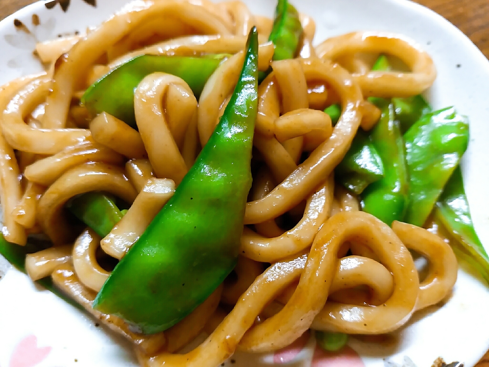 お弁当に☆絹さや焼きうどん