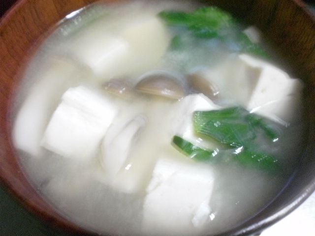 豆腐と小松菜しめじの味噌汁