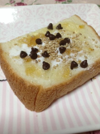 ❤柚子茶とココナッツとチョコチップのトースト❤