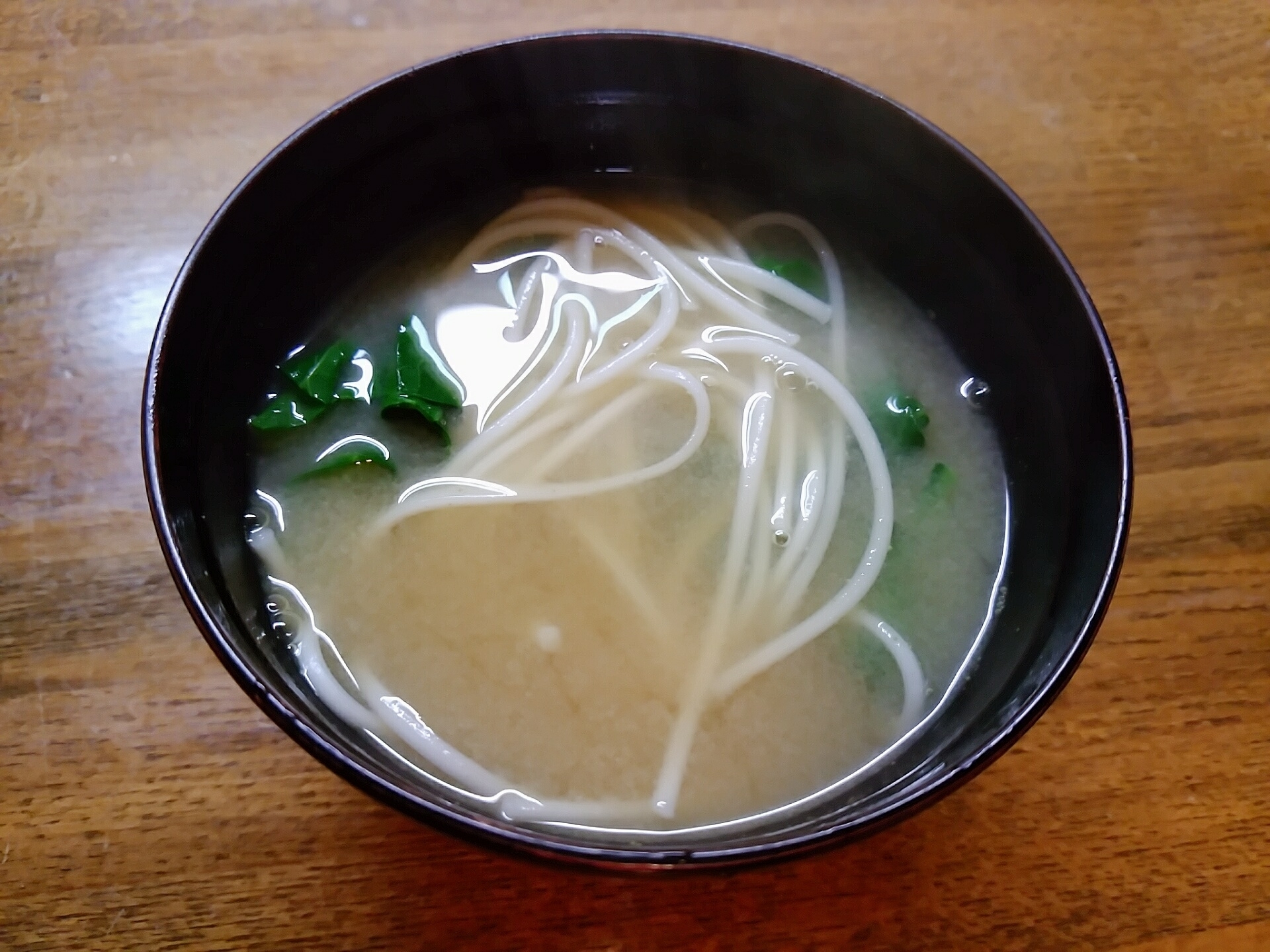 素麺と小松菜の味噌汁