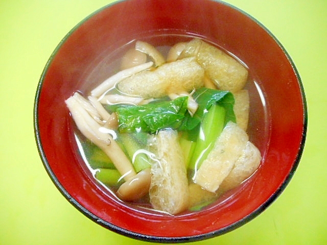 小松菜としめじ油揚げの醤油汁