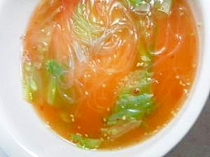 レタスと春雨のピリ辛スープ