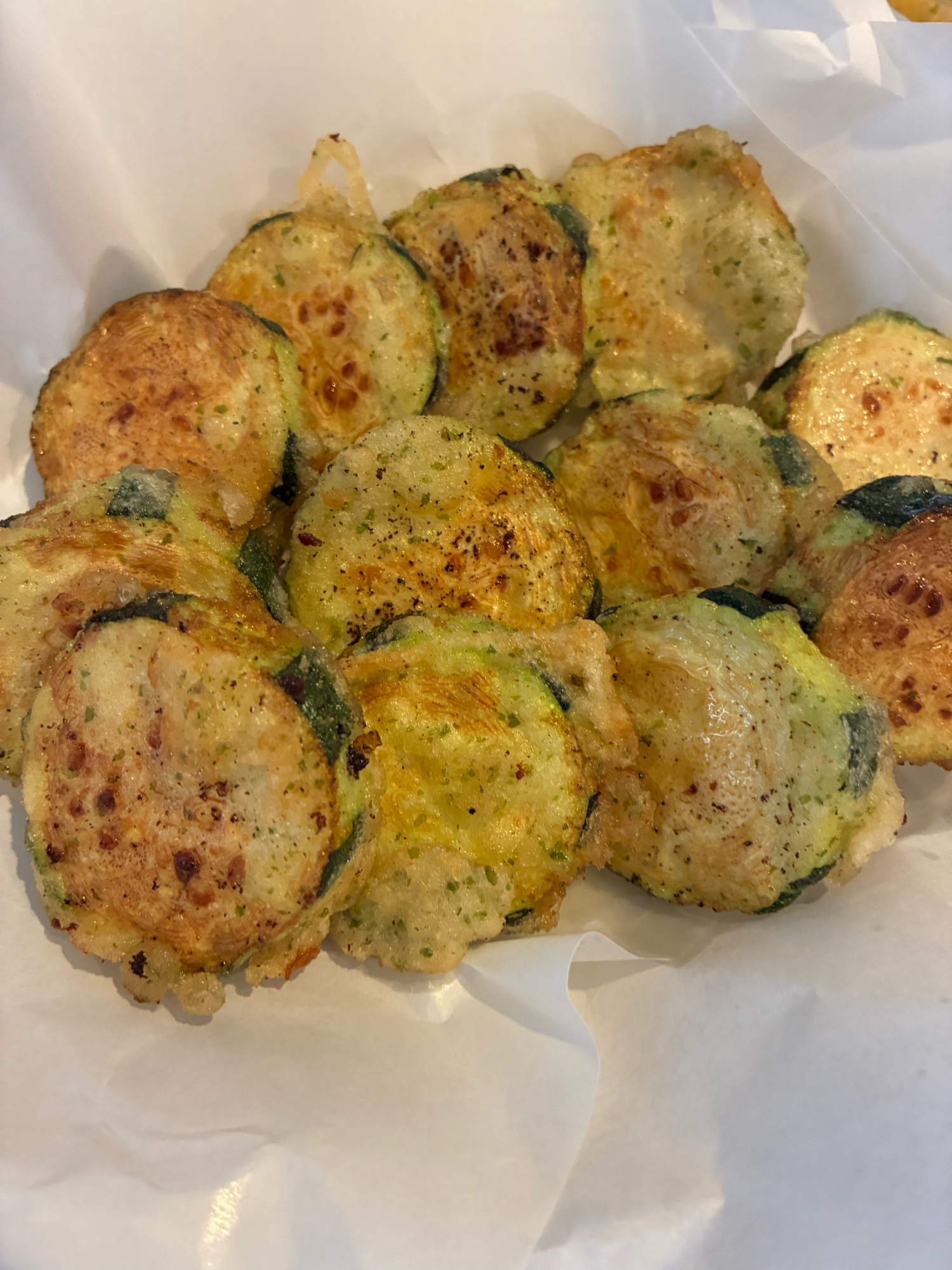 ズッキーニの天ぷらのり塩かけ