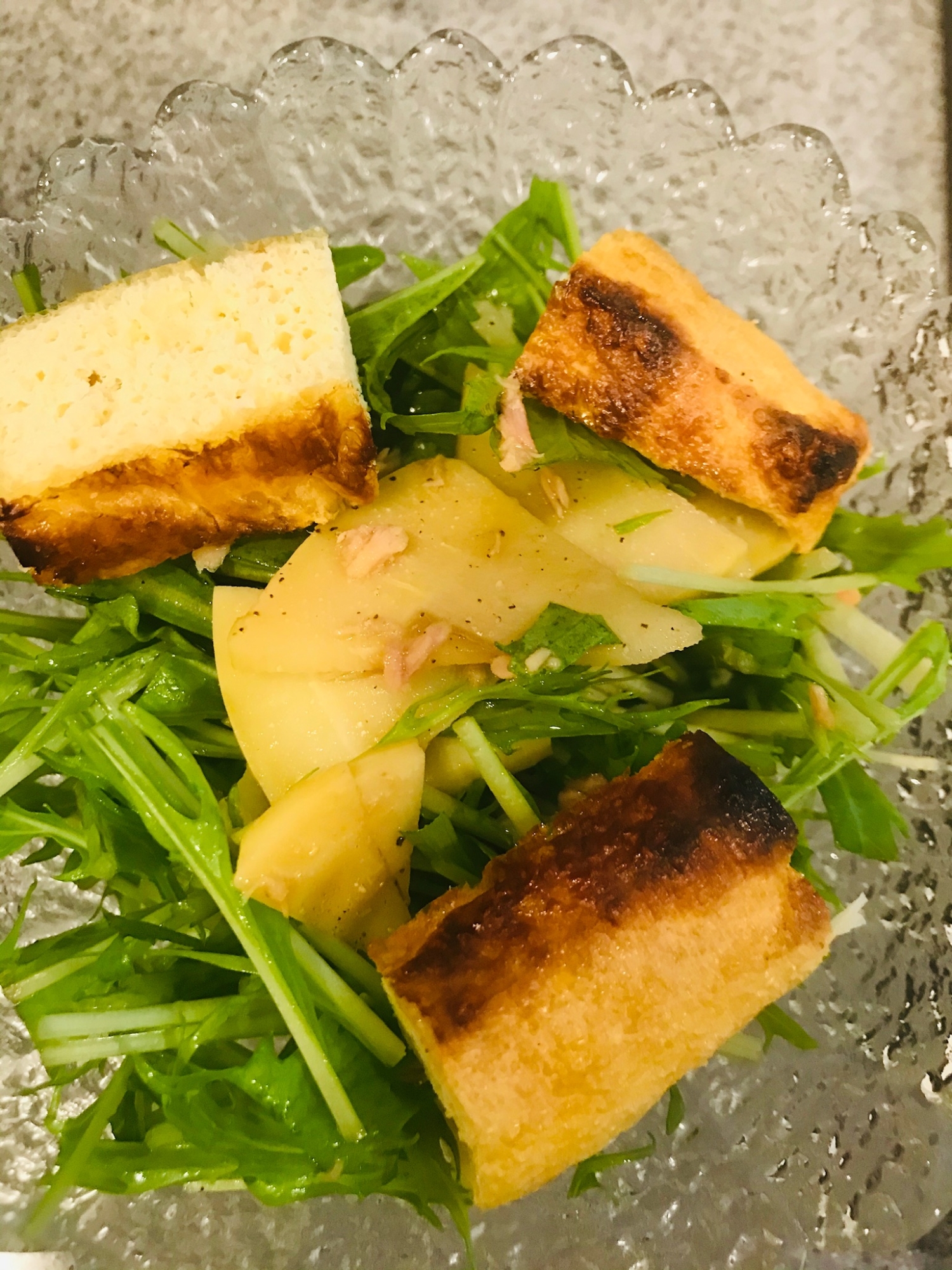 水菜と筍、油揚げのサラダ