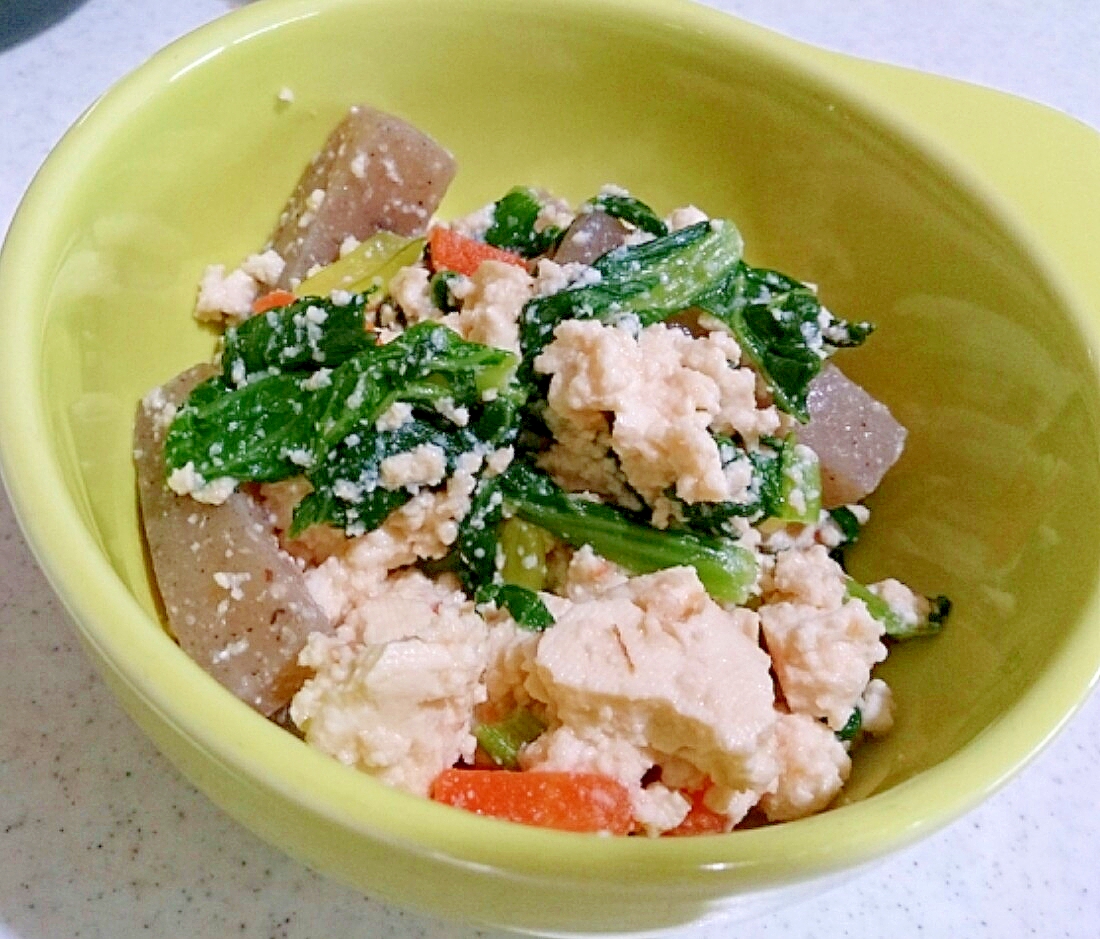【糖質制限】島豆腐で小松菜の白和え