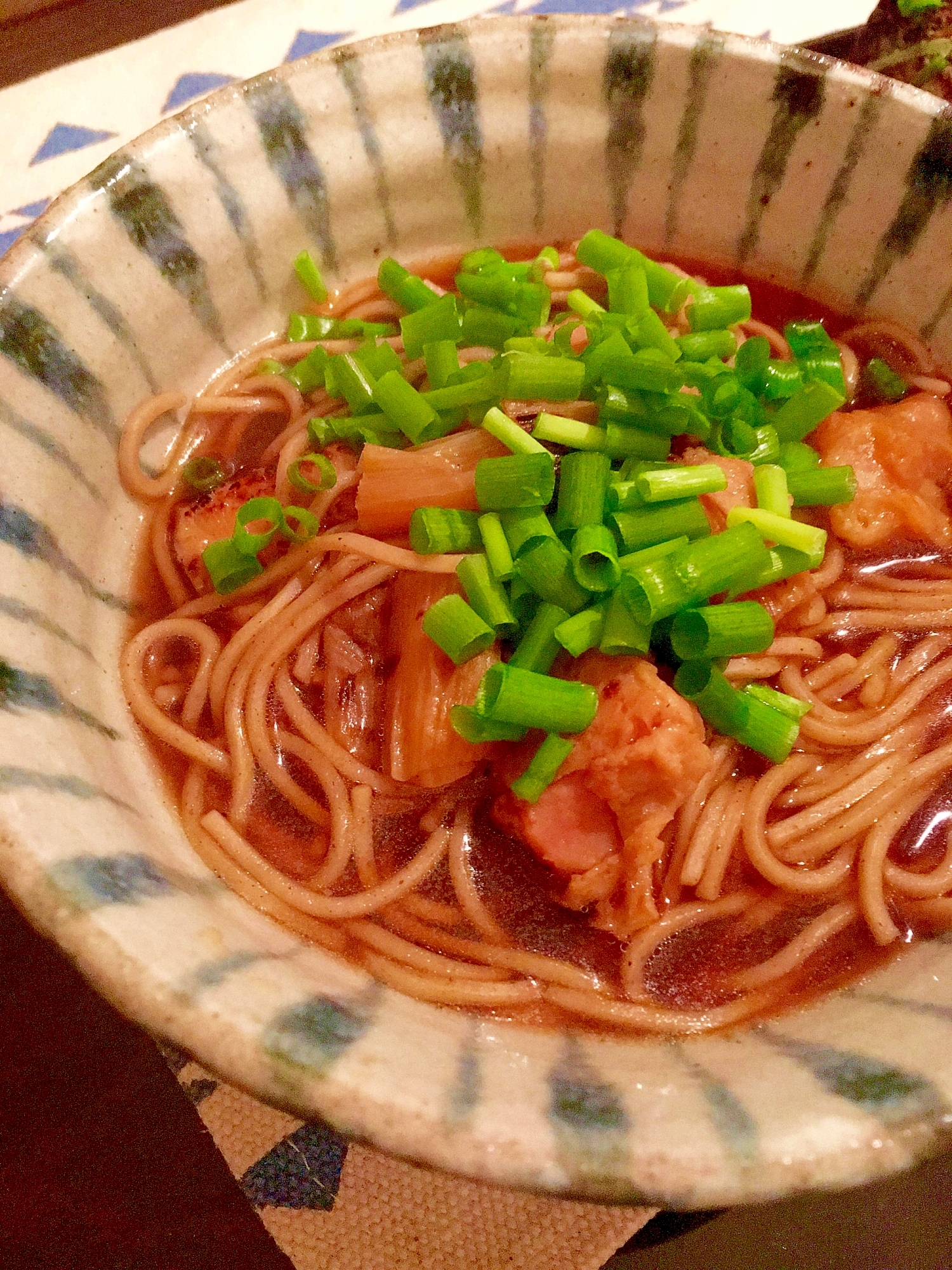 焼き鳥蕎麦♩(市販鴨汁使用)