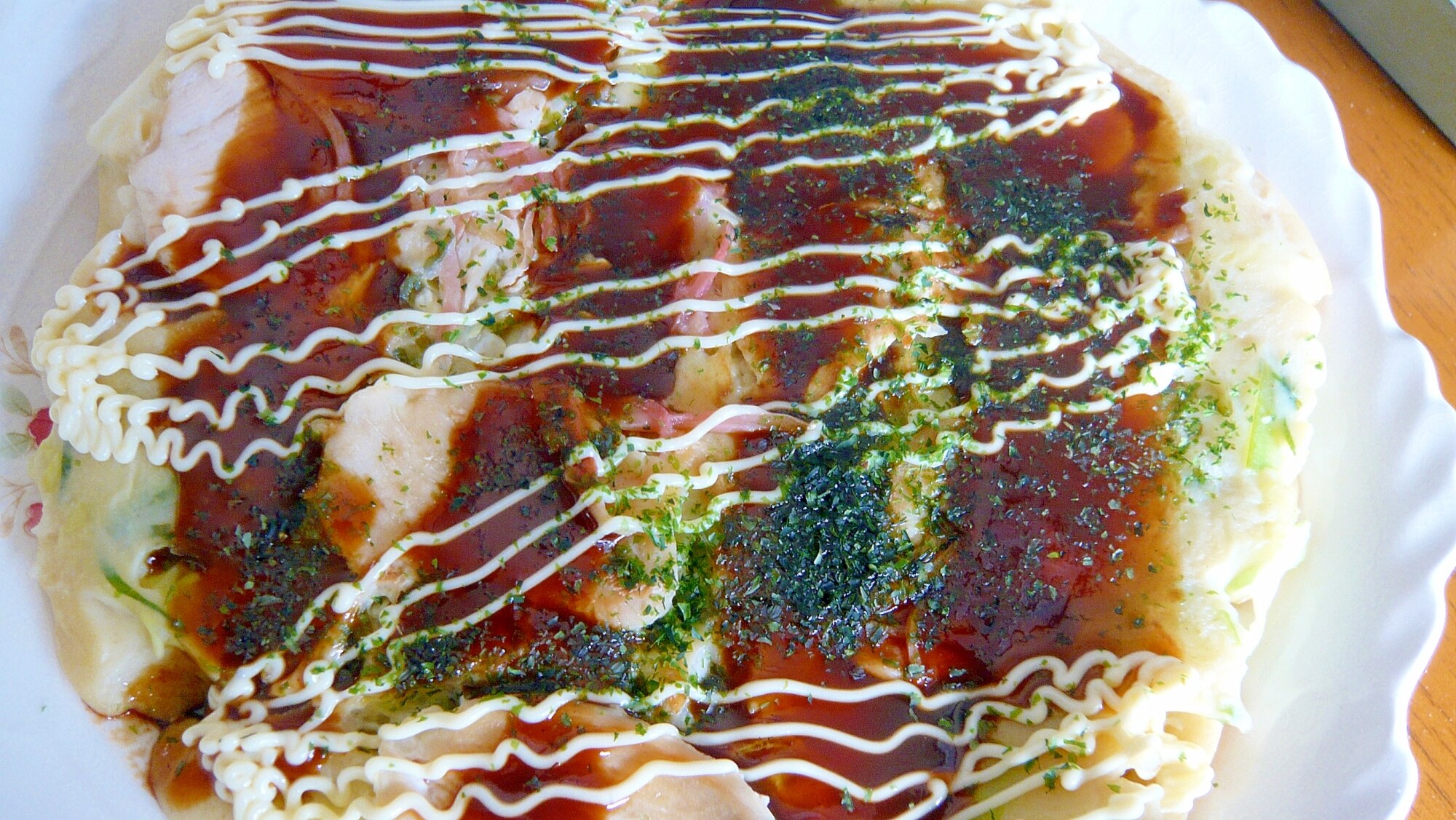 ♥ 鶏むね肉で！ ネギたっぷりお好み焼き ♥ レシピ・作り方 by