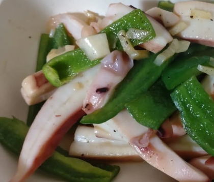 イカと野菜の塩炒め.*:o○o。