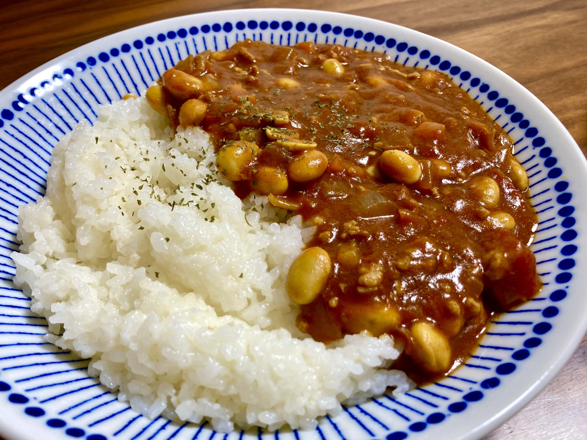 お豆の食感がいい＊大豆入りキーマカレー