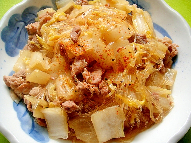 白菜と豚肉の和風春雨煮