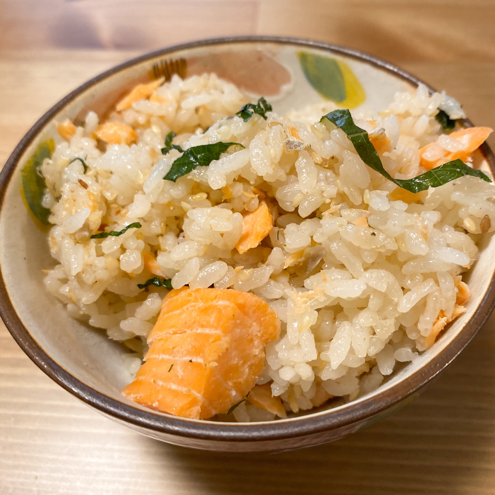 大葉とごま香る鮭の炊き込みご飯♪