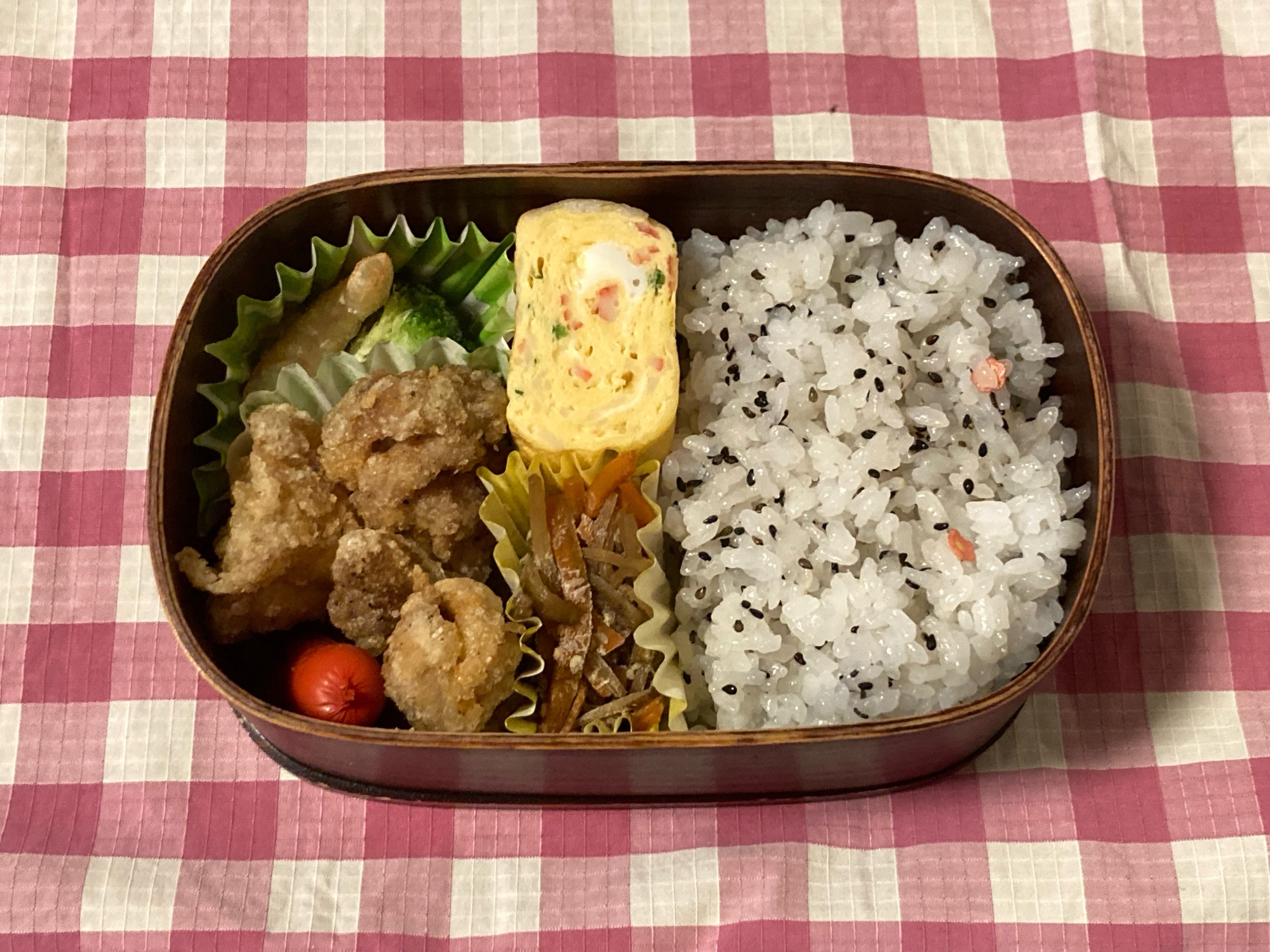 うちのお弁当のおかず　かに玉風　卵焼き