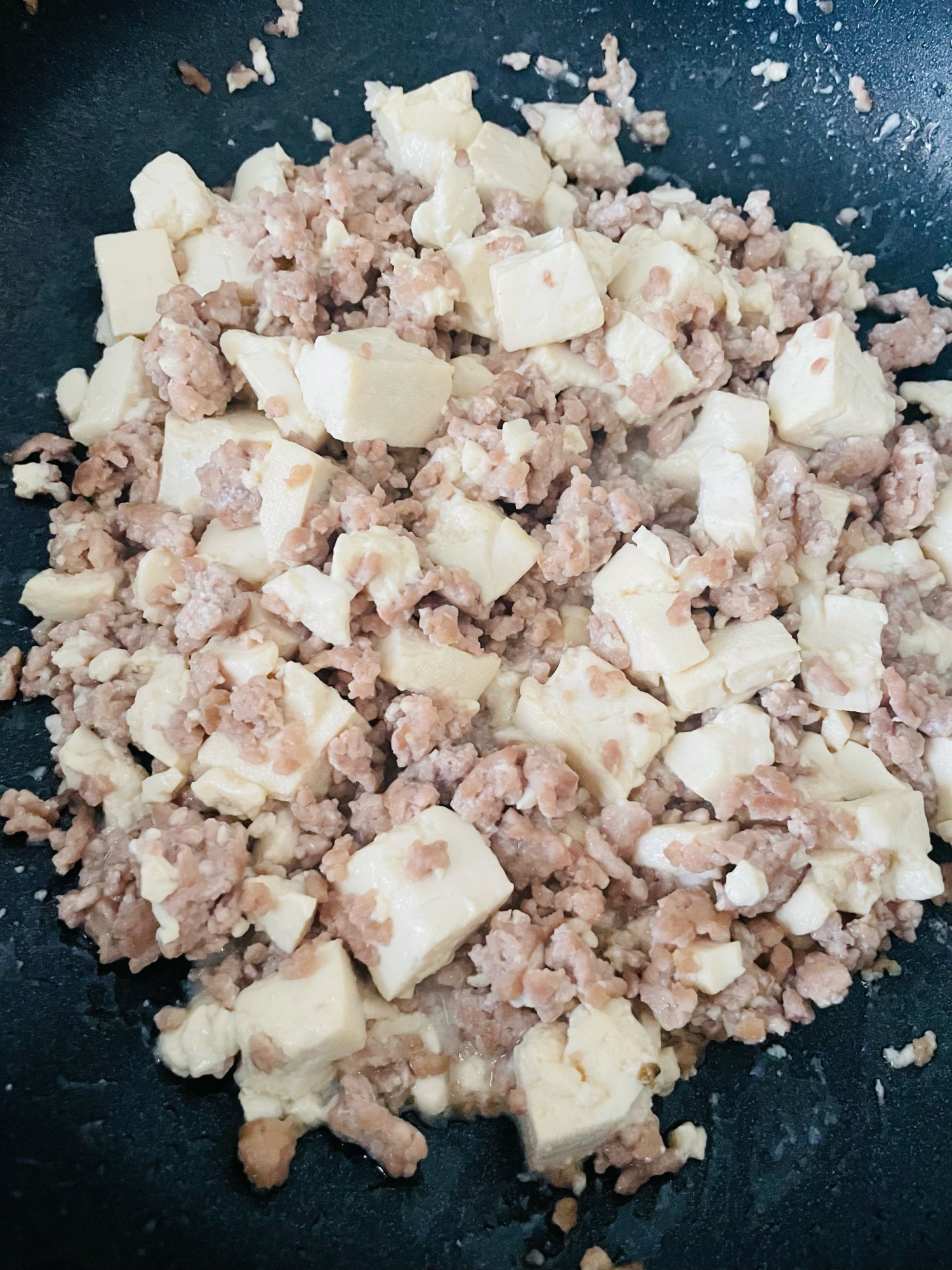 シンプル！豆腐とひき肉炒め