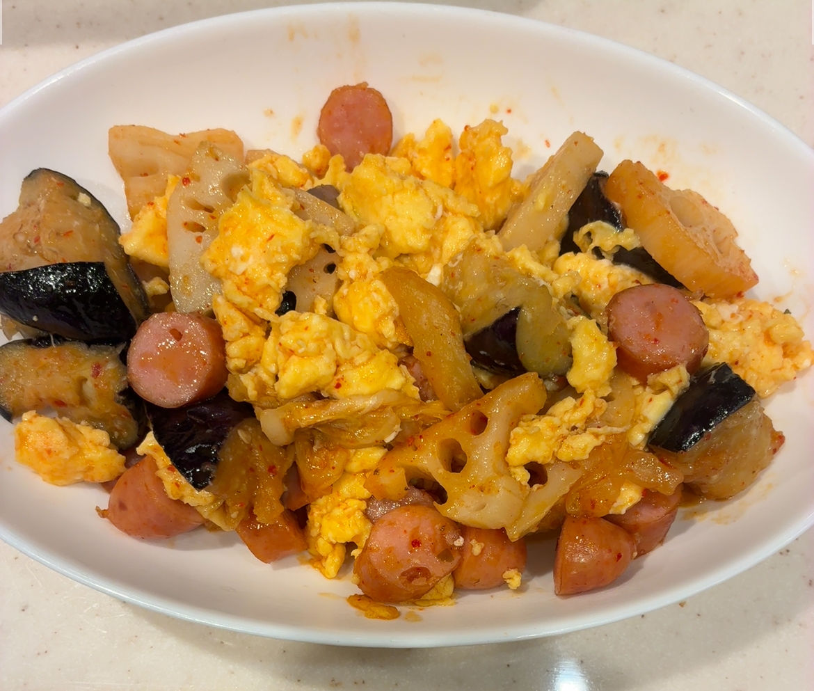 茄子キムチレンコンの卵炒め。No.1148