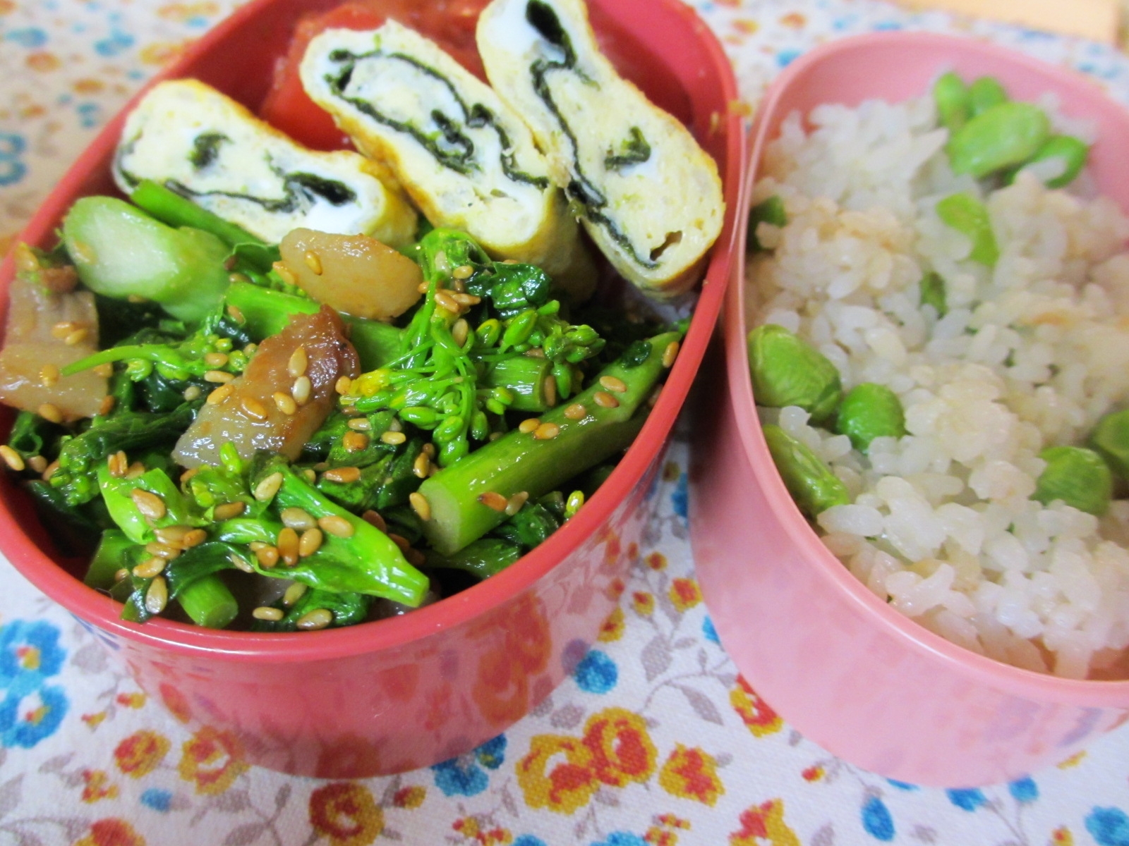 菜の花とベーコンの辛子醤油炒め