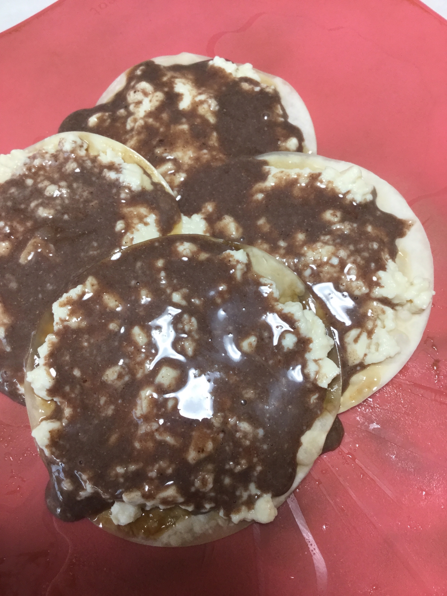 餃子の皮で豆腐のココア風味