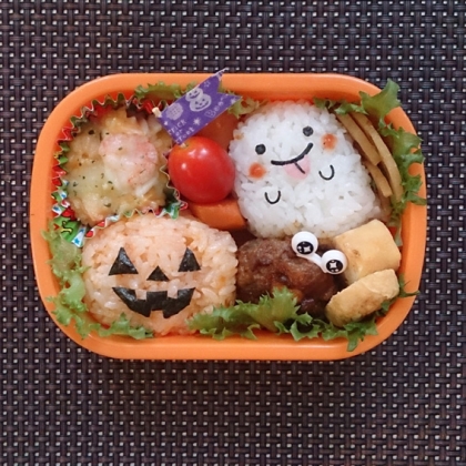 キャラ弁！おばけちゃんとおばけカボチャ弁当。