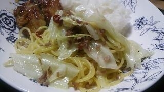 簡単☆キャベツと挽肉のパスタ☆ランチに