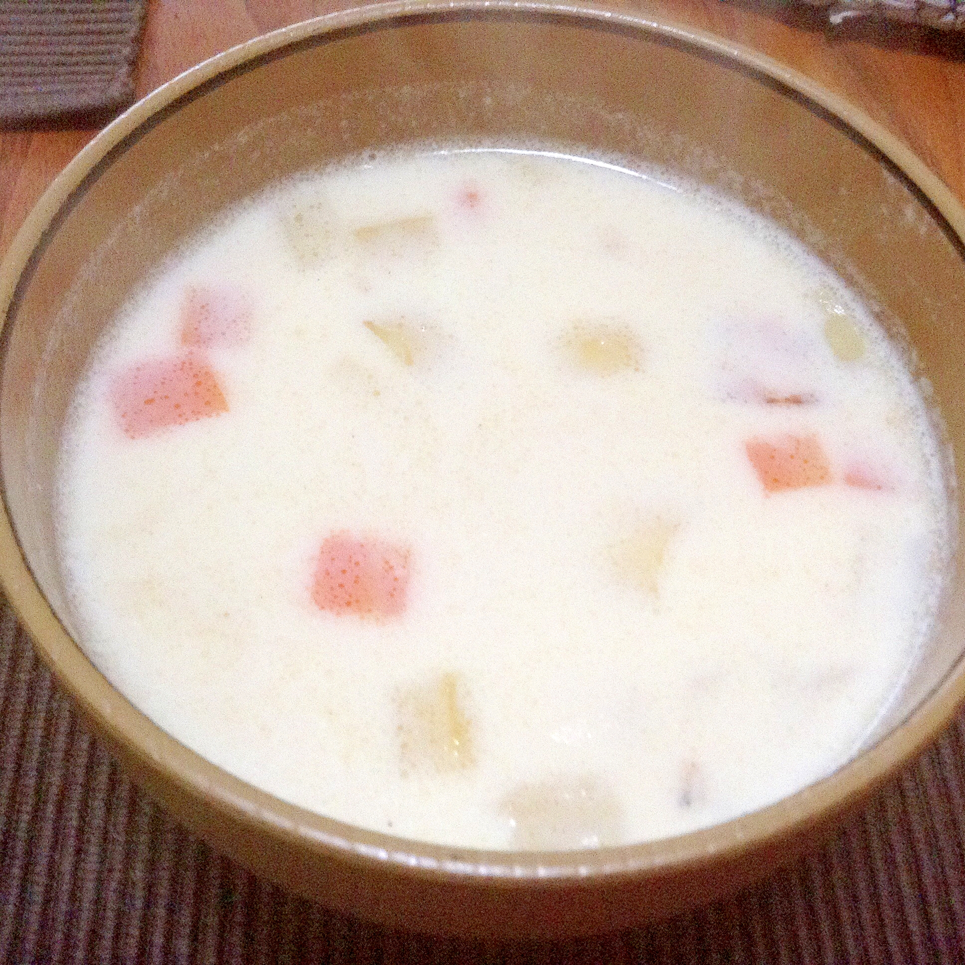 ジャガイモと人参の豆乳スープ