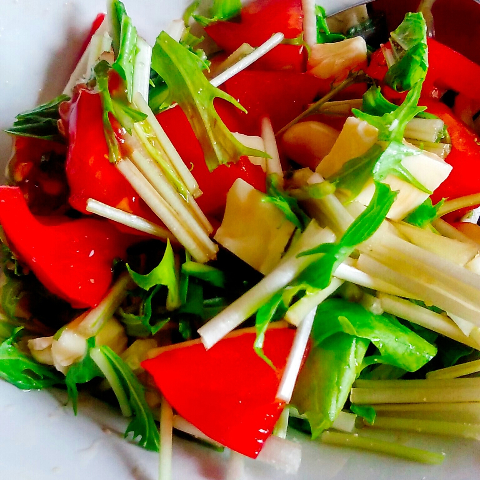 水菜トマト大豆のサラダ