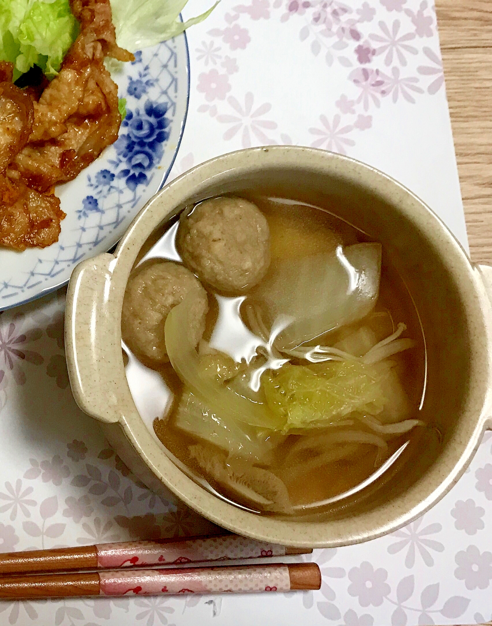 肉団子と野菜のあっさり和風スープ