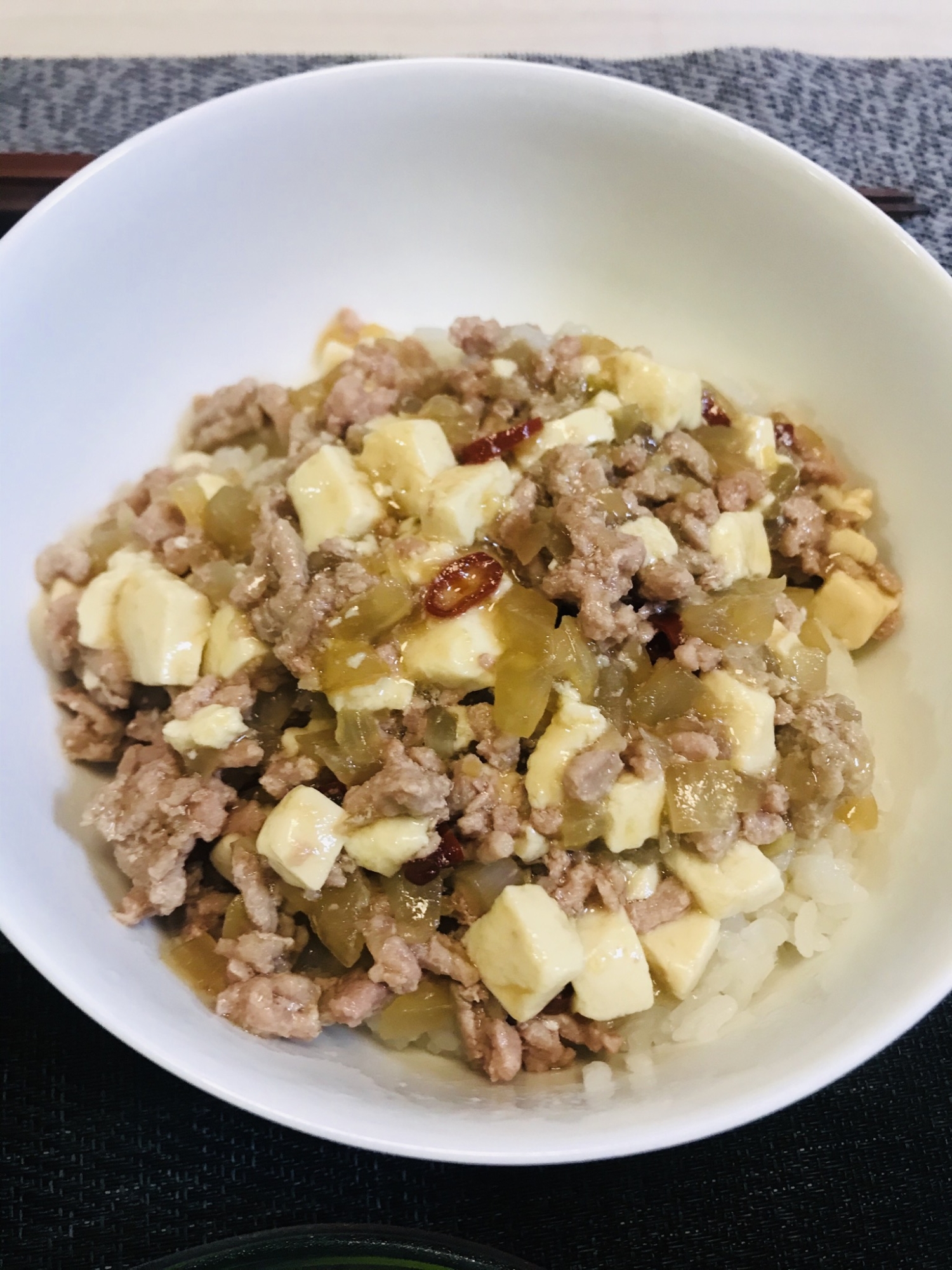 しょうがたっぷり！ひき肉と豆腐のあんかけご飯