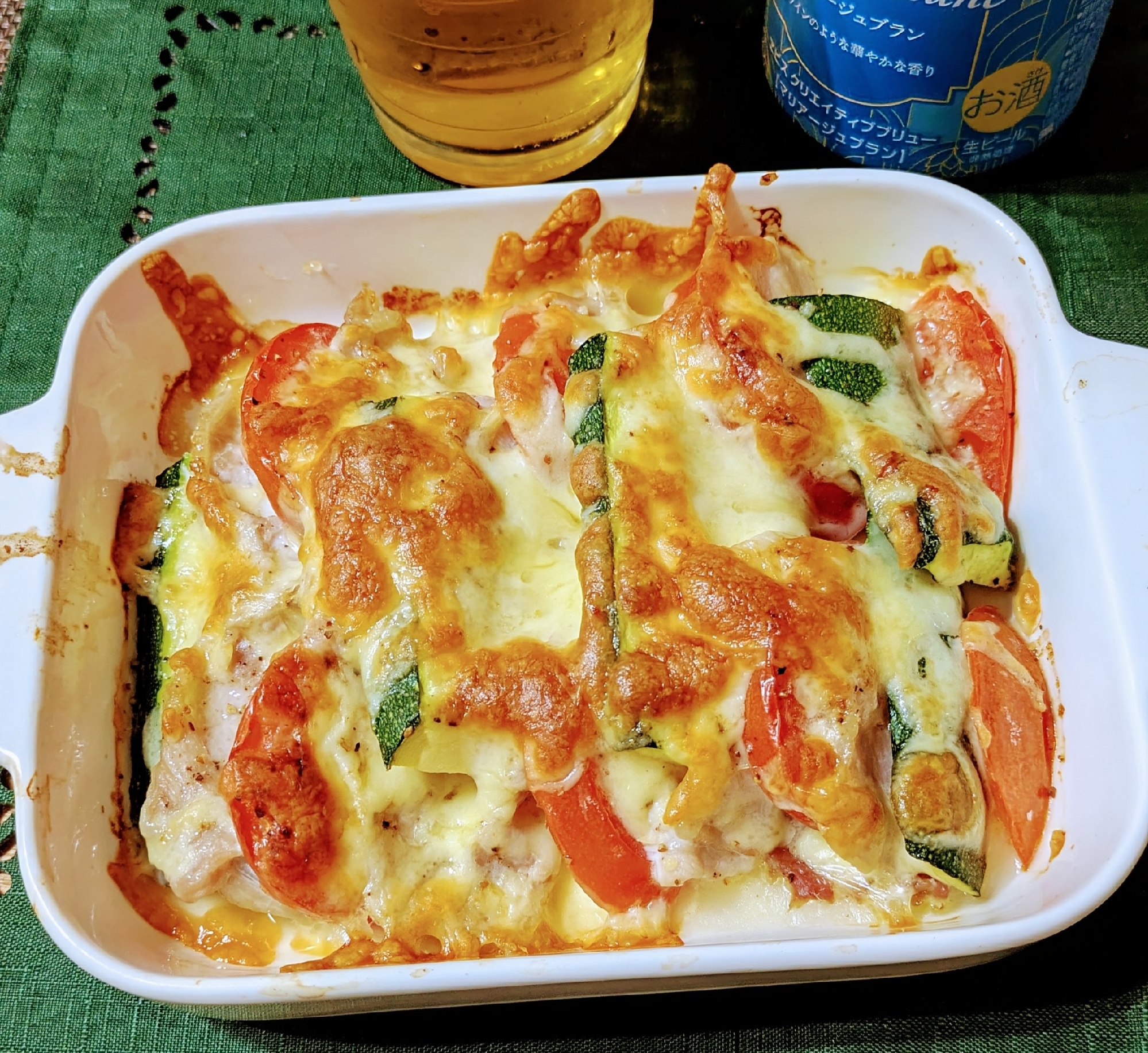 【副菜】豚肉とズッキーニとトマトのチーズ焼き