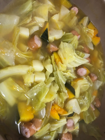 ぽかぽか♪かぶとかぼちゃの野菜たっぷりスープ