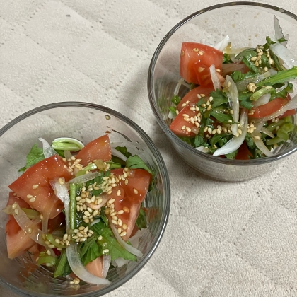 トマトと春菊の中華サラダ