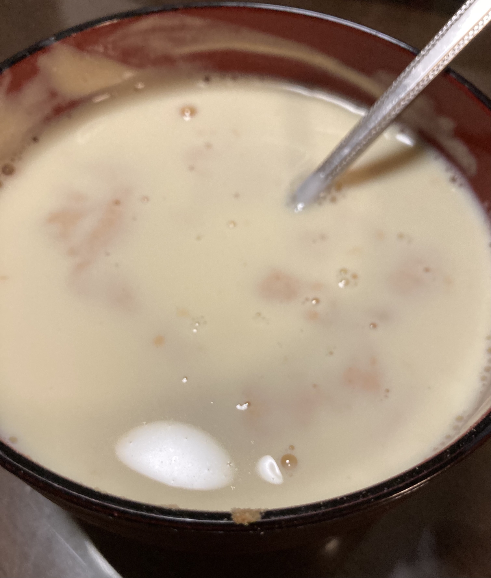 まろやかなきな粉と豆乳の甘いスープ(^^)