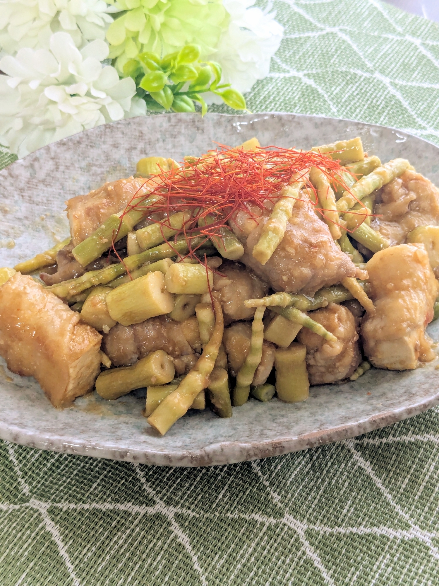 節約に！〜厚揚げと豚肉のたけのこ炒め〜