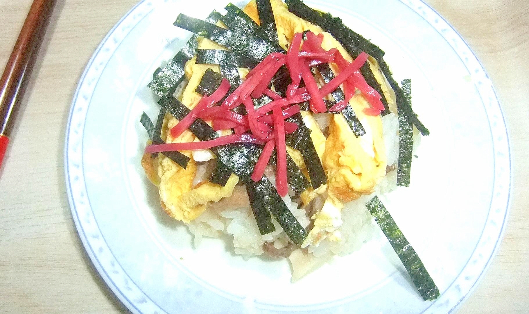 鮭とシイタケの簡単なちらし寿司