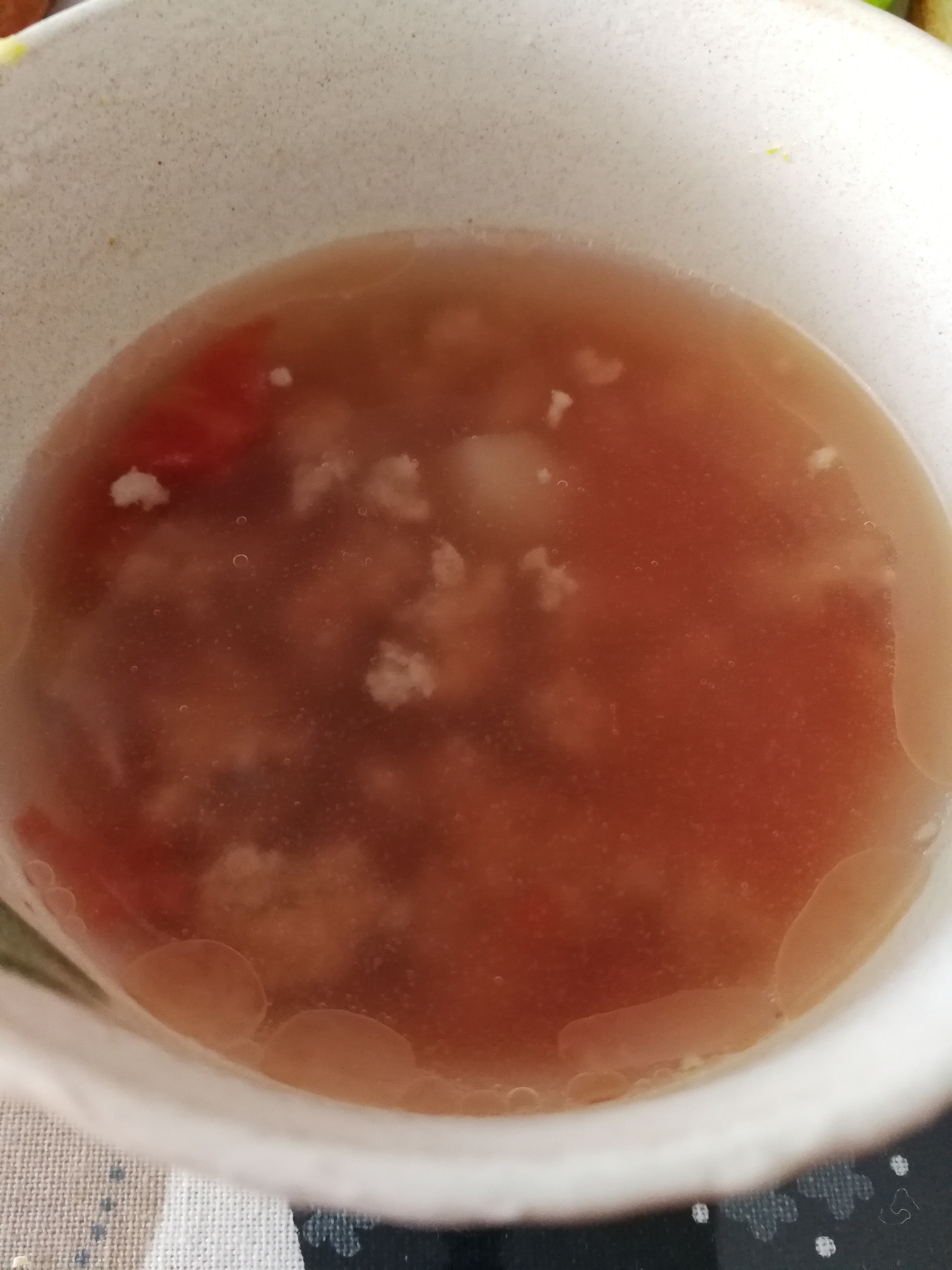 【離乳食後期】じゃが芋と豚ひき肉のトマトスープ