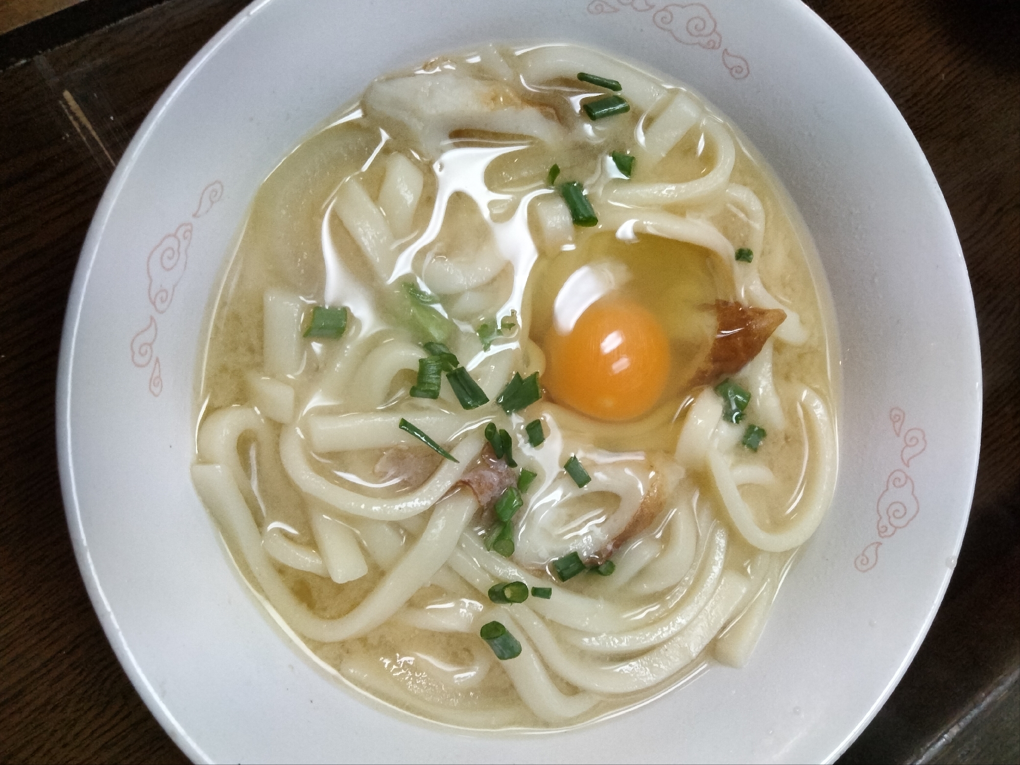 みそ汁リメイク 月見うどん
